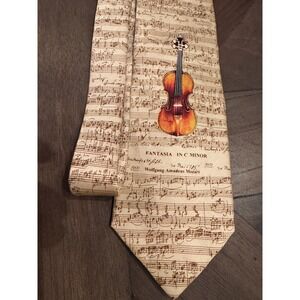 Wolfgang Amadeus Mozart Museum Artifacts Silk Neck Tie Handmade‎ Fantasia 58"